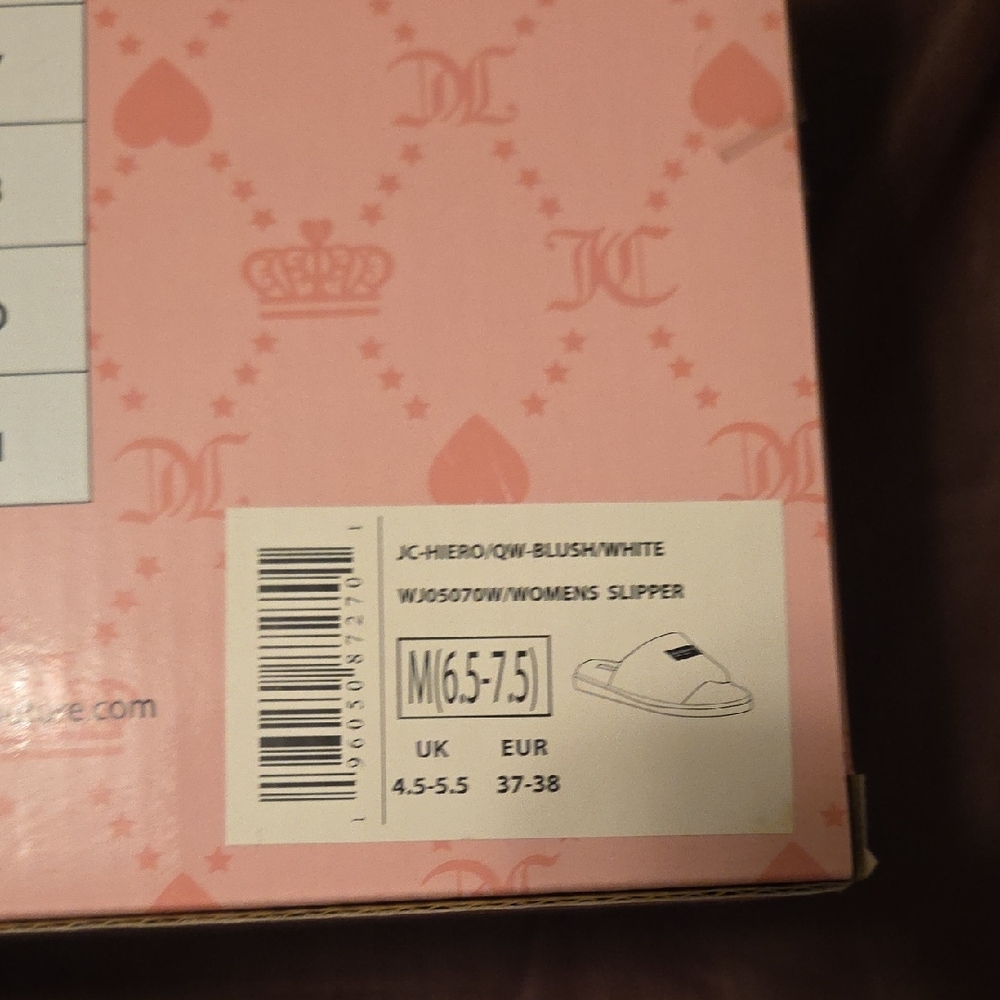 Juicy Couture Pink and Cream Fuzzy Slippers - Picture 4 of 5
